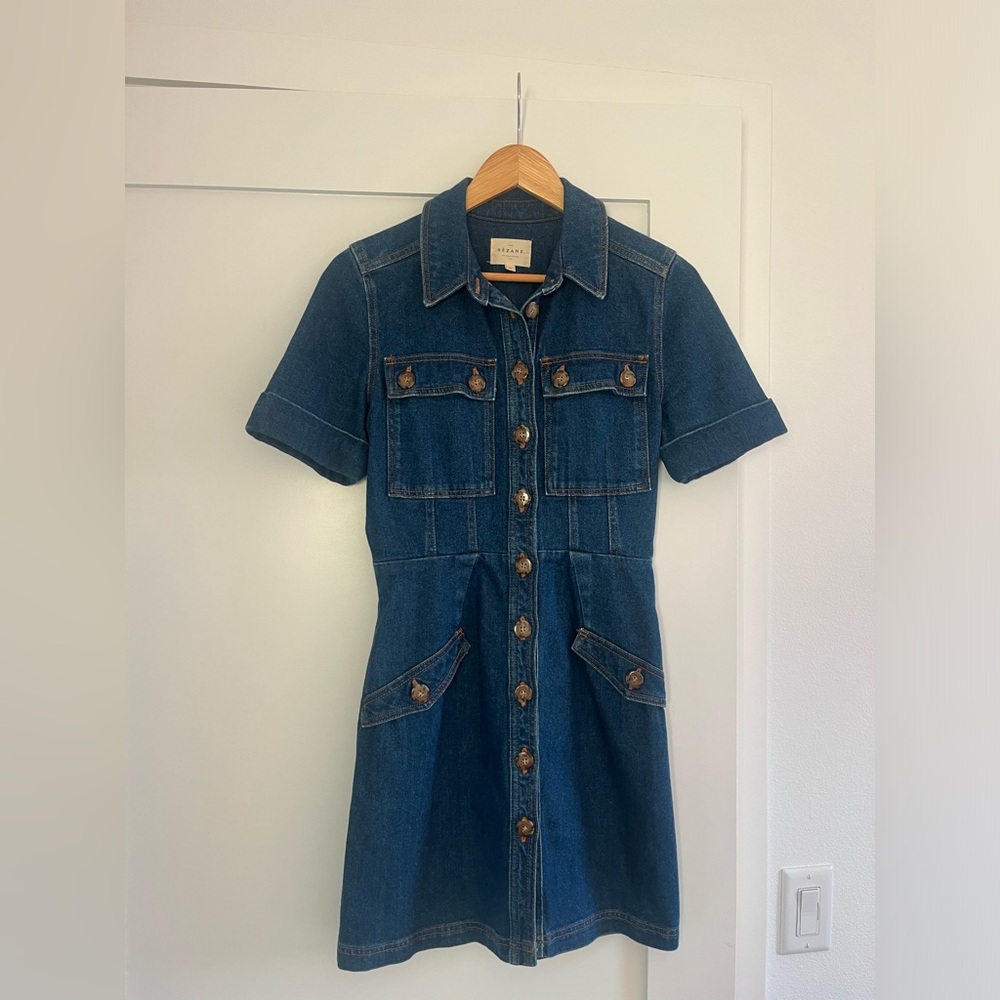 Sezane Almette Denim Mini Dress